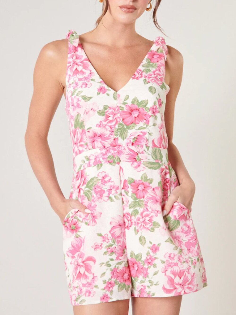 Sugarlips Truth Be Told Tie Strap Romper Curve - Pink/Green